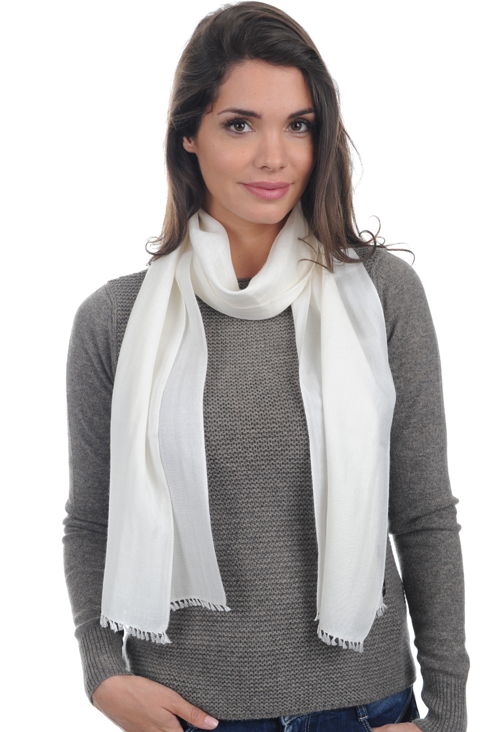 Cashmere & Silk accessories scarf mufflers scarva milk 170x25cm